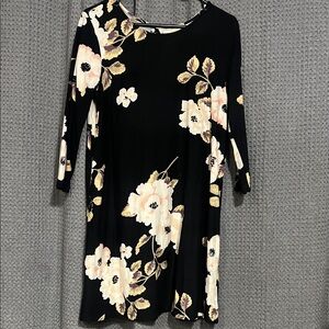 🖤Bobbie Brooks Black Floral Dress with Cream and Pink Blooms